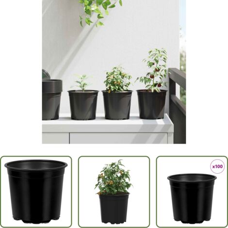 Vasi per piante -  Vaso per Fiori 100 pcs Nero Ø 15 x 13 cm Plastica