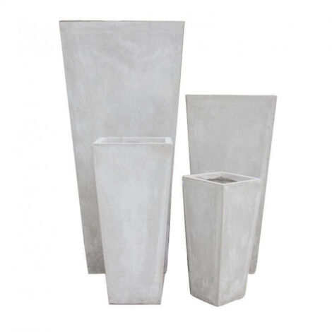 Vasi quadrati a cono alti da giardino in fibra di argilla set 4 pezzi Glicine - BurlyWood