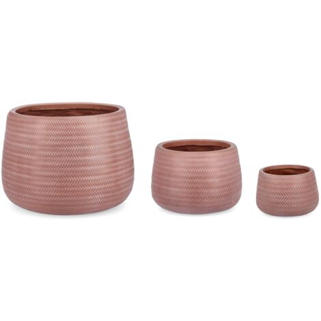 Vasi "Tressage" in fibra di vetro e argilla terracotta per fiori e piante da esterno set da 3