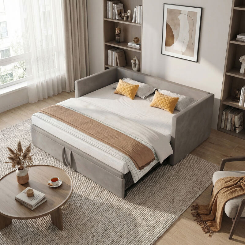 VASIEN –Lit gigogne 90/180x200cm,lit capitonné canapé-lit extensible avec sommiers à lattes,Canapé lit 2 Places 90/180 x 200,lit Canapé-lit