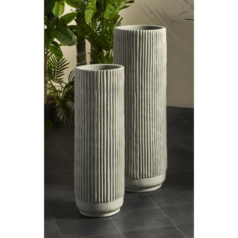 Vasija Relieve Lineas Verticales Topo 80 Cms. S/2 26Dx80 Cms