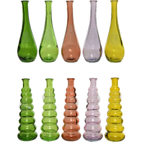 VASO 18CM IN VETRO RICICLATO TRASPARENTE 5 COLORI ASSORTITI