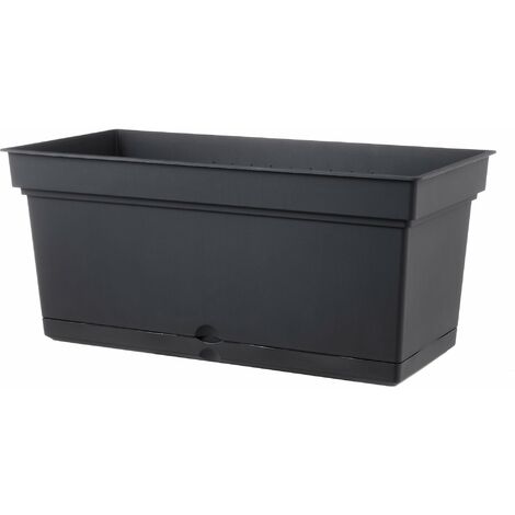 Vaso 98x47x47 cm in Polipropilene con Riserva d'Acqua e Sottovaso Tulli Aqua Elements 98 Antracite