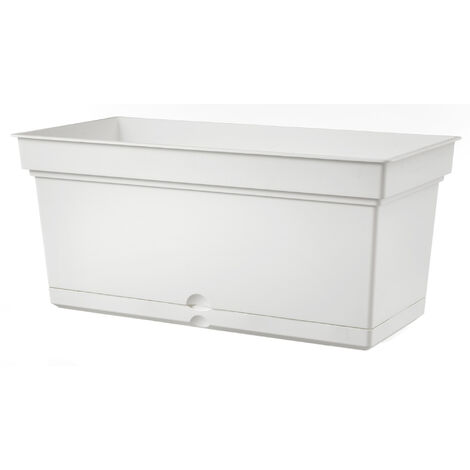 Vaso 98x47x47 cm in Polipropilene con Riserva d'Acqua e Sottovaso Tulli Aqua Elements 98 Bianco