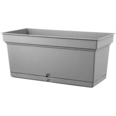 Vaso 98x47x47 cm in Polipropilene con Riserva d'Acqua e Sottovaso Tulli Aqua Elements 98 Grigio