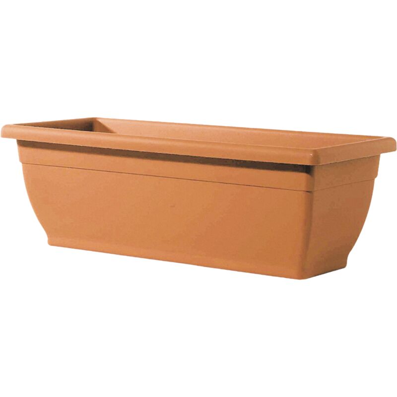 Vaso a cassetta rettangolare in resina da balcone giardino color terracotta Venere Telcom 50x20x17 cm