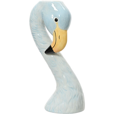 VASO A FORMA DI FENICOTTERO 13X8,5X25,5H CM AZZURRO