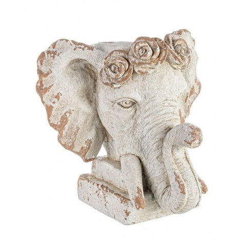 Vaso a Forma di Testa Elefante 48x38x43h cm Magnesia