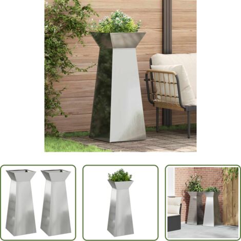 Vaso a pilastro -  Vaso a Pilastro 2 pcs Argento 40 x 40 x 100 cm