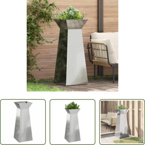 Vaso a pilastro -  Vaso a Pilastro Argento 40 x 40 x 100 cm