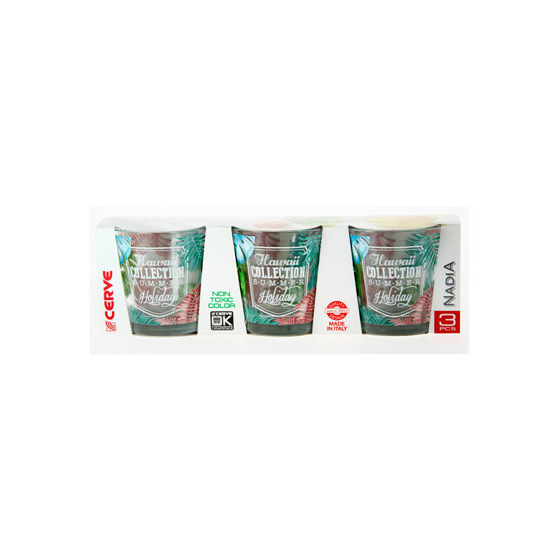 

Vaso Agua Decorado Pack 3U 25 Cl Hawaii