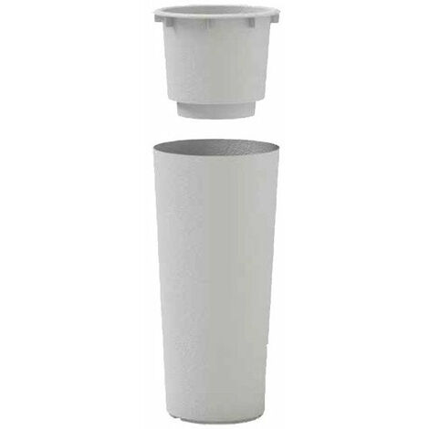 Vaso alto Cache-pot Veca Clou Rotondo Altezza 65 cm- con Cache Pot - Colore: Bianco