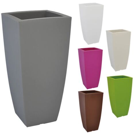 VASO ALTO IN RESINA MONACIS STILO SQUARE TOP H 90 cm. VARI COLORI - Colore: Grey