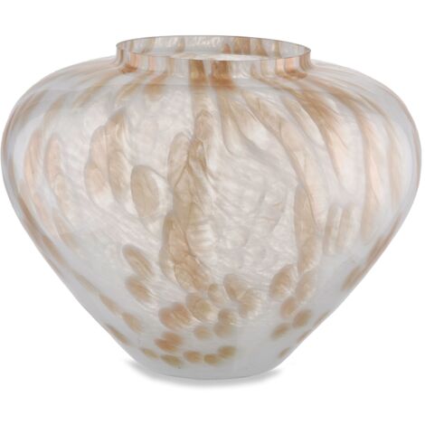 "Vaso artigianale bianco e ambra PANDORA in vetro di Murano"