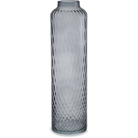 "Vaso artigianale BOTTIGLIA in vetro di Murano grigio freddo 42 cm"