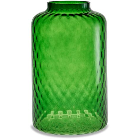 "Vaso artigianale BOTTIGLIA in vetro di Murano verde smeraldo 33 cm"