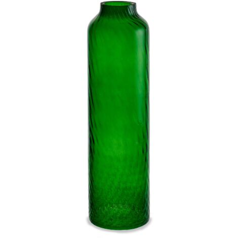 "Vaso artigianale BOTTIGLIA in vetro di Murano verde smeraldo 42 cm"