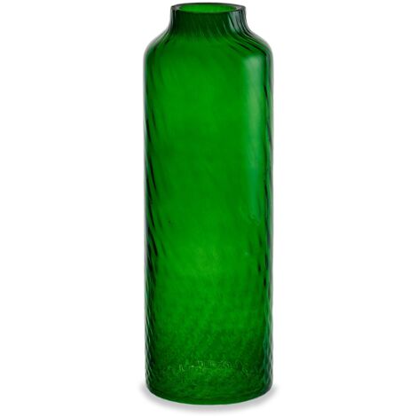 "Vaso artigianale BOTTIGLIA in vetro di Murano verde smerlado 34 cm"