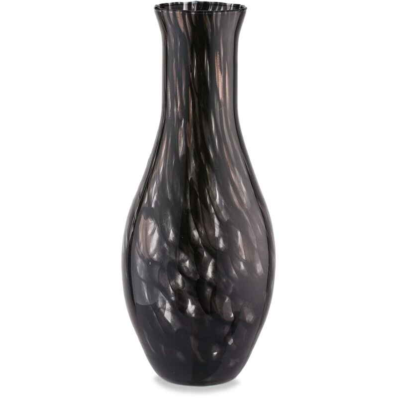 Vaso artigianale nero e ambra FIASCO in vetro di