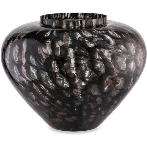 "Vaso artigianale nero e ambra PANDORA in vetro di Murano"
