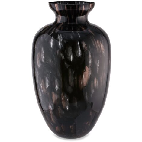 "Vaso artigianale nero e ambra REINESSANCE in vetro di Murano"