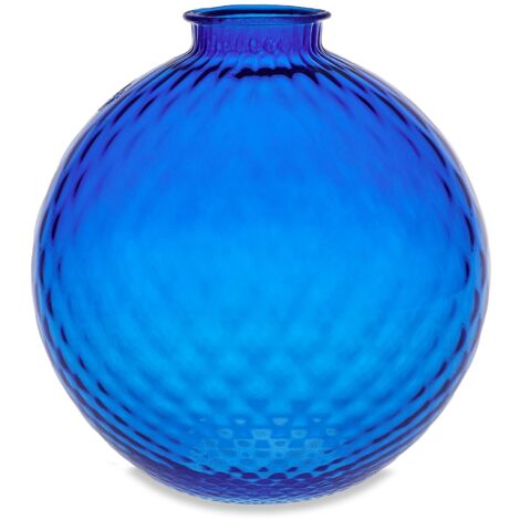 "Vaso artigianale SFERA BEVANDA in vetro di Murano blu 25 cm"