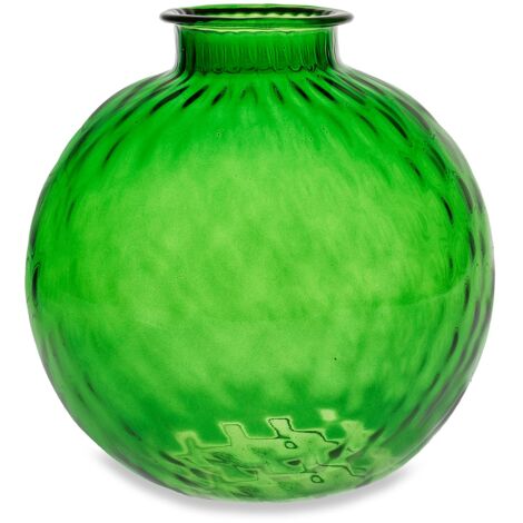 "Vaso artigianale SFERA BEVANDA in vetro di Murano verde smeraldo 20 cm"