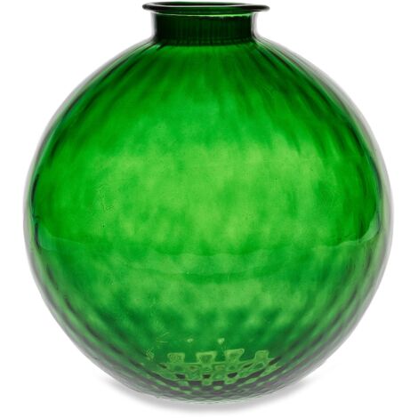 "Vaso artigianale SFERA BEVANDA in vetro di Murano verde smeraldo 25 cm"