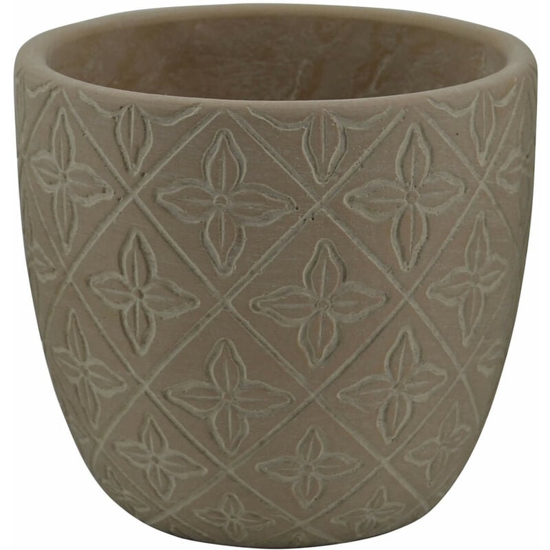 Vaso basso tondo da giardino in fibra di argilla marrone 16x16x14 cm Tarassaco