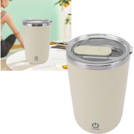 Vaso batidor eléctrico USB de 350 ml, a prueba de fugas, autoajustable, amarillo claro.
