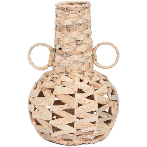 Vaso beige di palma e alghe marine, decorazione domestica naturale, vaso in stile Boho, accessorio decorativo