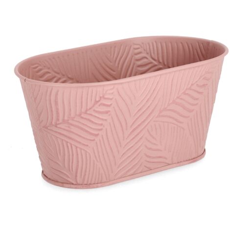 Vaso benji ovale in metallo galvanizzato h 10,7 cm -blu