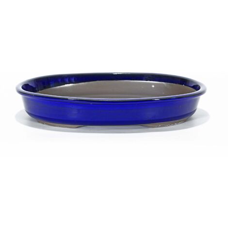 Vaso bonsai ovale 31 cm smaltato blu