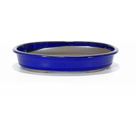 Vaso bonsai ovale smaltato blu 28 cm