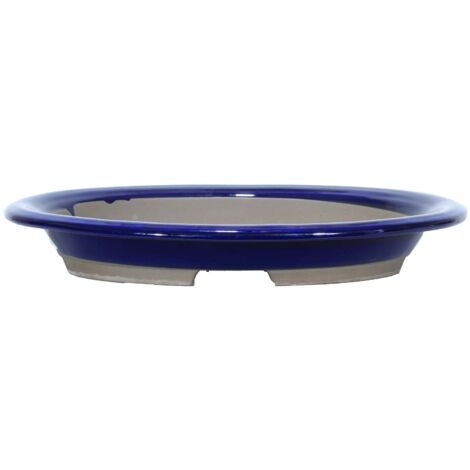 Vaso bonsai ovale smaltato blu 39 cm.