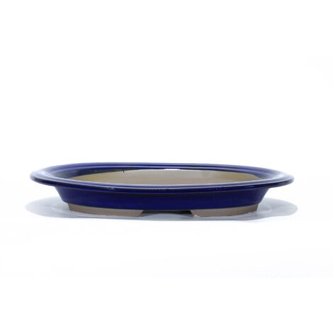 Vaso bonsai ovale smaltato blu 46 cm.