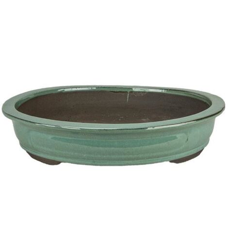 Vaso bonsai ovale smaltato verde 61 cm.