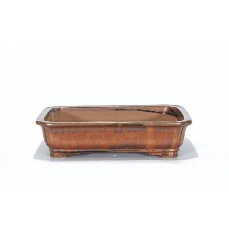 Vaso bonsai rettangolare smaltato bronzo cm. 42