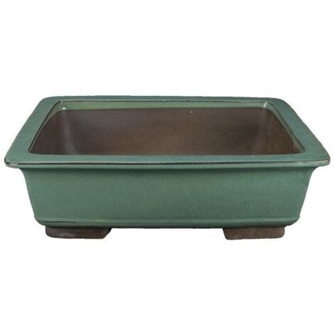 Vaso bonsai rettangolare smaltato verde 52,5