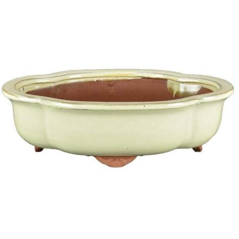 Vaso bonsai smaltato a nuvola cm. 25 Avorio