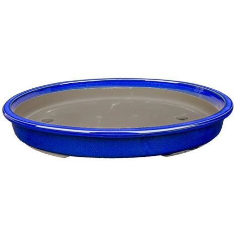 Vaso bonsai smaltato ovale 34 cm. - in 3 varianti colore BLU