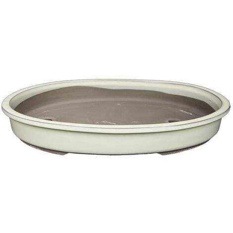 Vaso bonsai smaltato ovale 37 cm. - in 3 varianti colore AVORIO