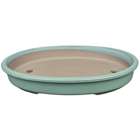 Vaso bonsai smaltato ovale 40 cm. - in 3 varianti colore VERDE
