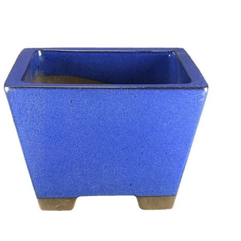 Vaso bonsai smaltato quadrato blu 29 cm