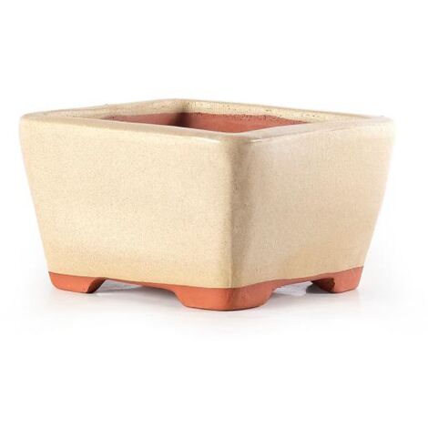 Vaso bonsai smaltato quadrato cm. 18 Avorio