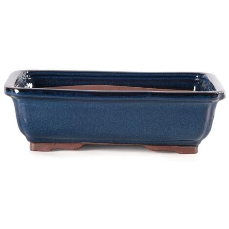Vaso bonsai smaltato rettangolare cm. 19 Blu