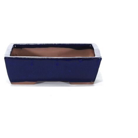 Vaso bonsai smaltato rettangolare cm. 20 Blu scuro