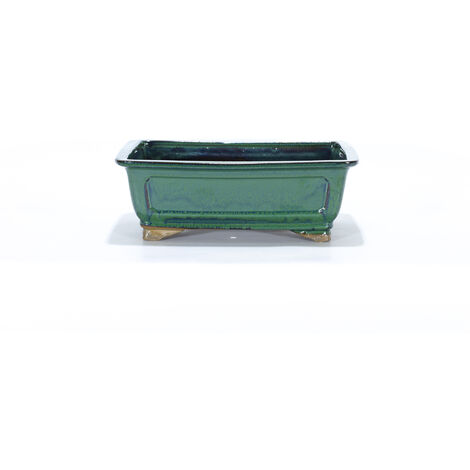 Vaso bonsai smaltato rettangolare cm. 32 Verde