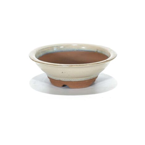 Vaso bonsai smaltato tondo 15 cm Avorio