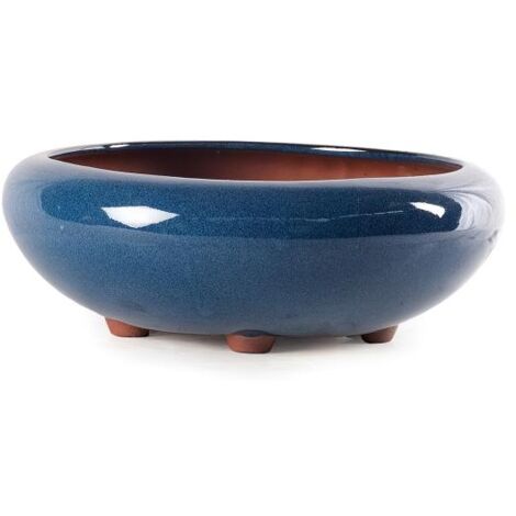 Vaso bonsai smaltato tondo cm. 20 Blu